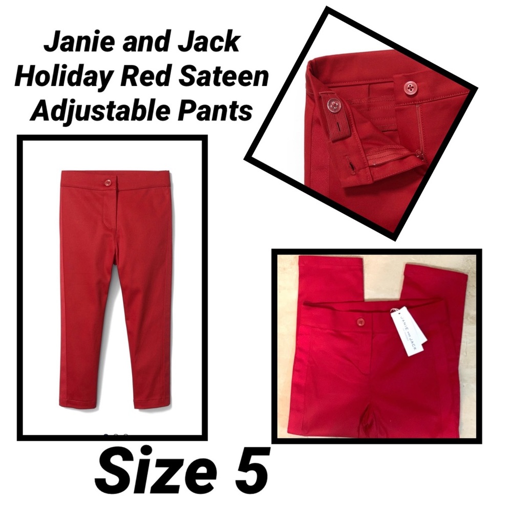 Janie and Jack Holiday Red Sateen Adjustable Pants
